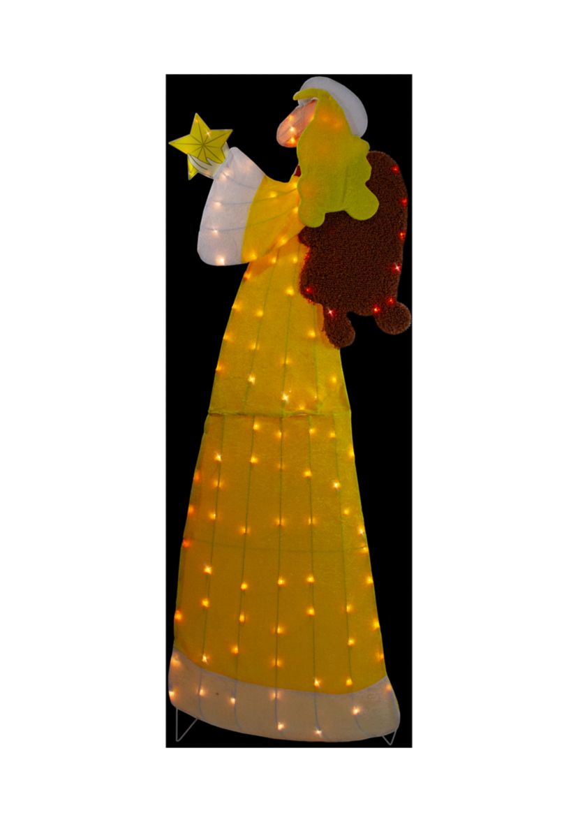 72Inch Lighted 2D Yellow Chenille Angel Outdoor Christmas Decoration