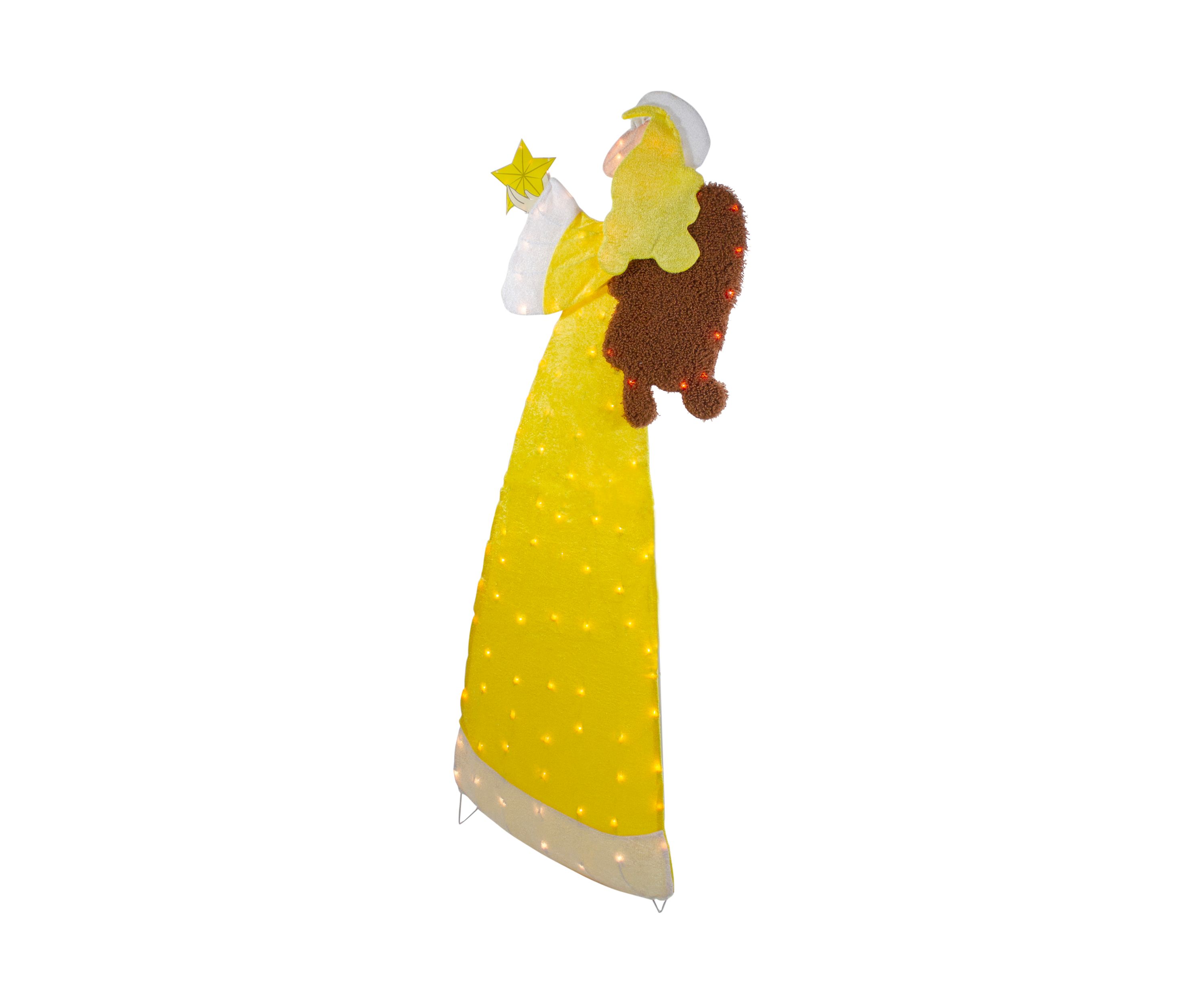72Inch Lighted 2D Yellow Chenille Angel Outdoor Christmas Decoration