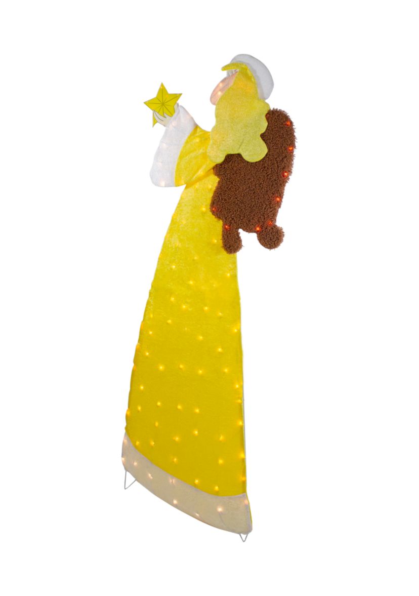 72Inch Lighted 2D Yellow Chenille Angel Outdoor Christmas Decoration