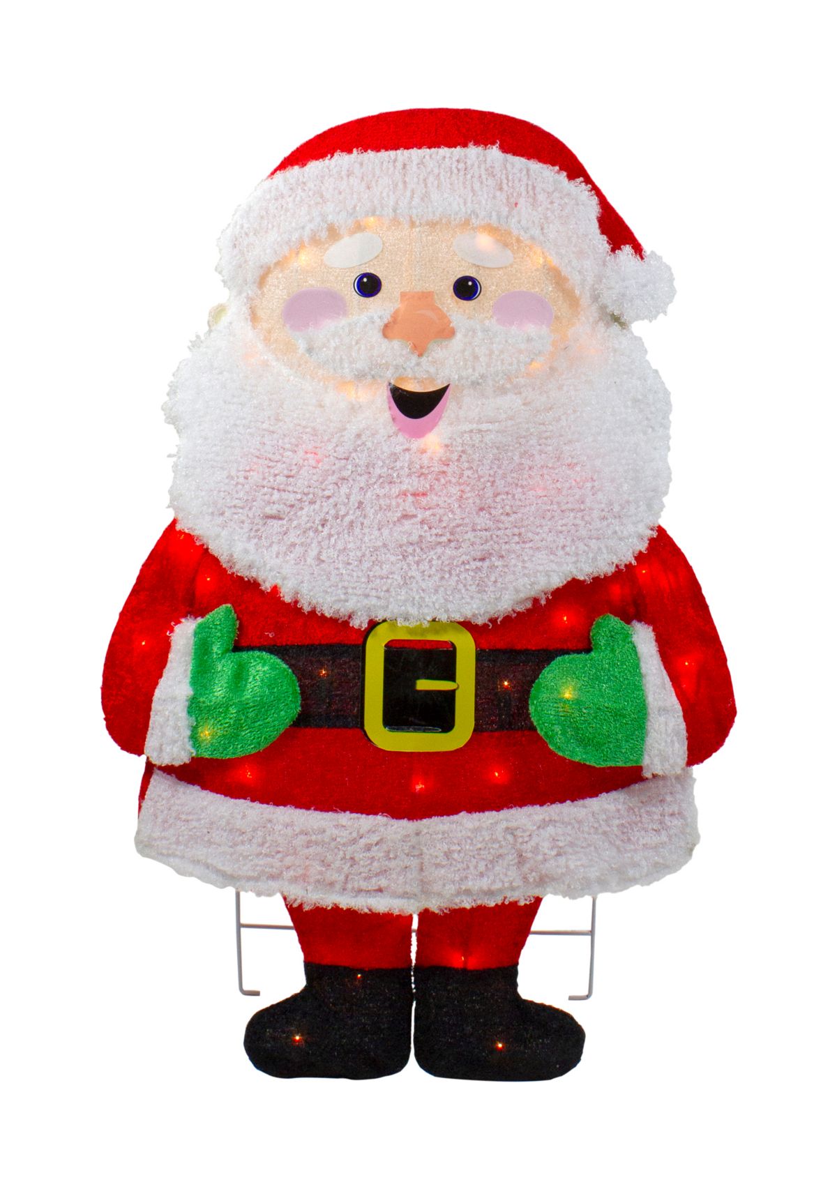 32Inch Lighted 2D Chenille Santa Outdoor Christmas Decoration