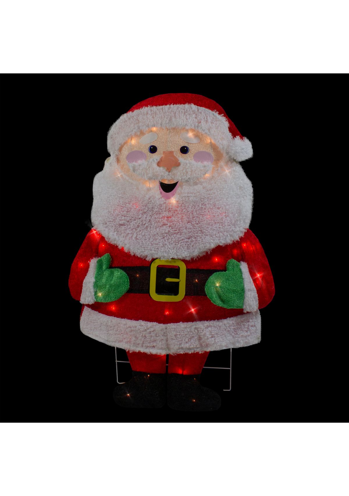 32Inch Lighted 2D Chenille Santa Outdoor Christmas Decoration