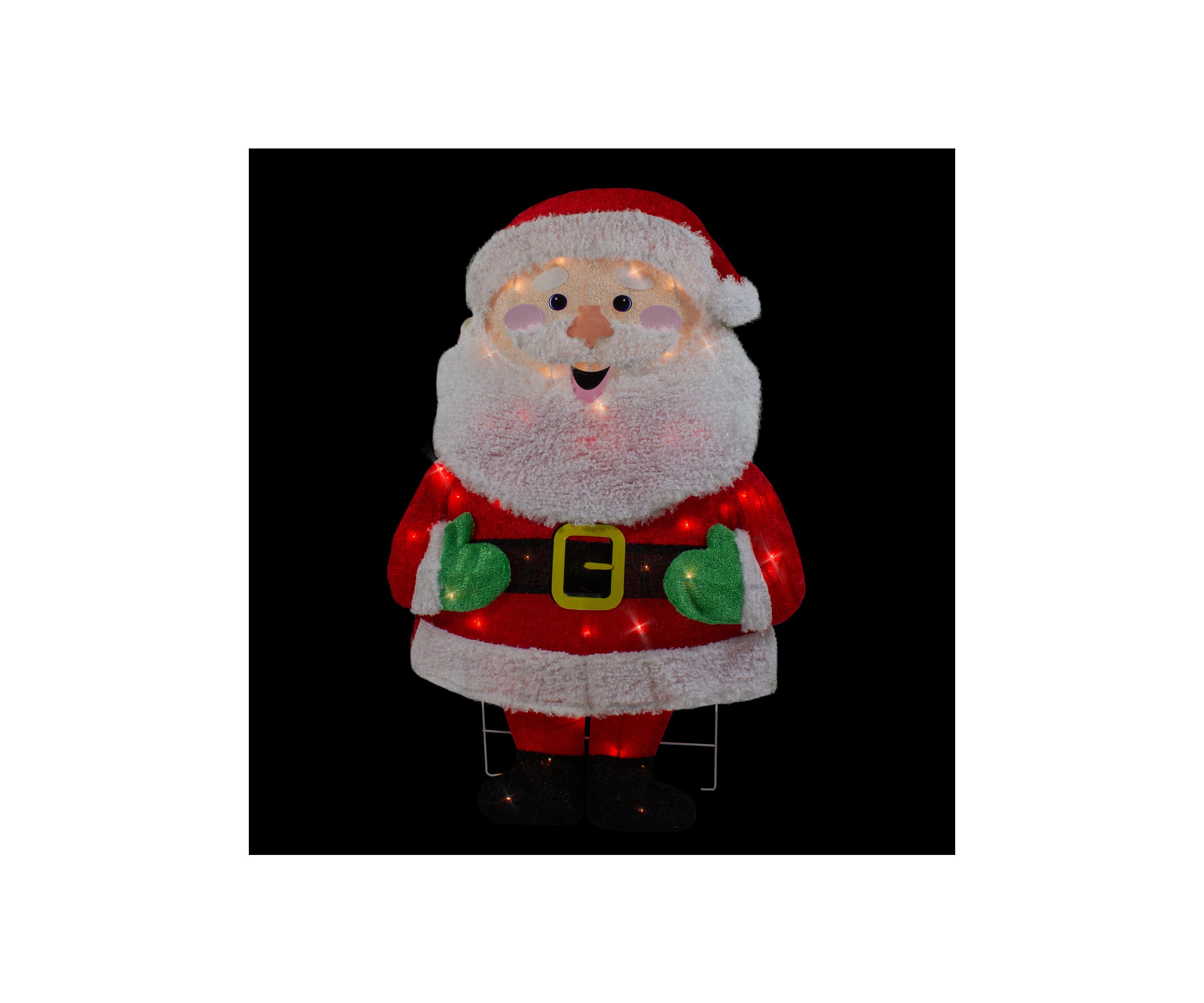 32Inch Lighted 2D Chenille Santa Outdoor Christmas Decoration