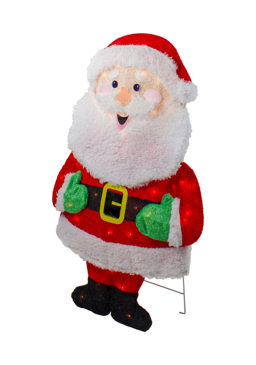 32Inch Lighted 2D Chenille Santa Outdoor Christmas Decoration