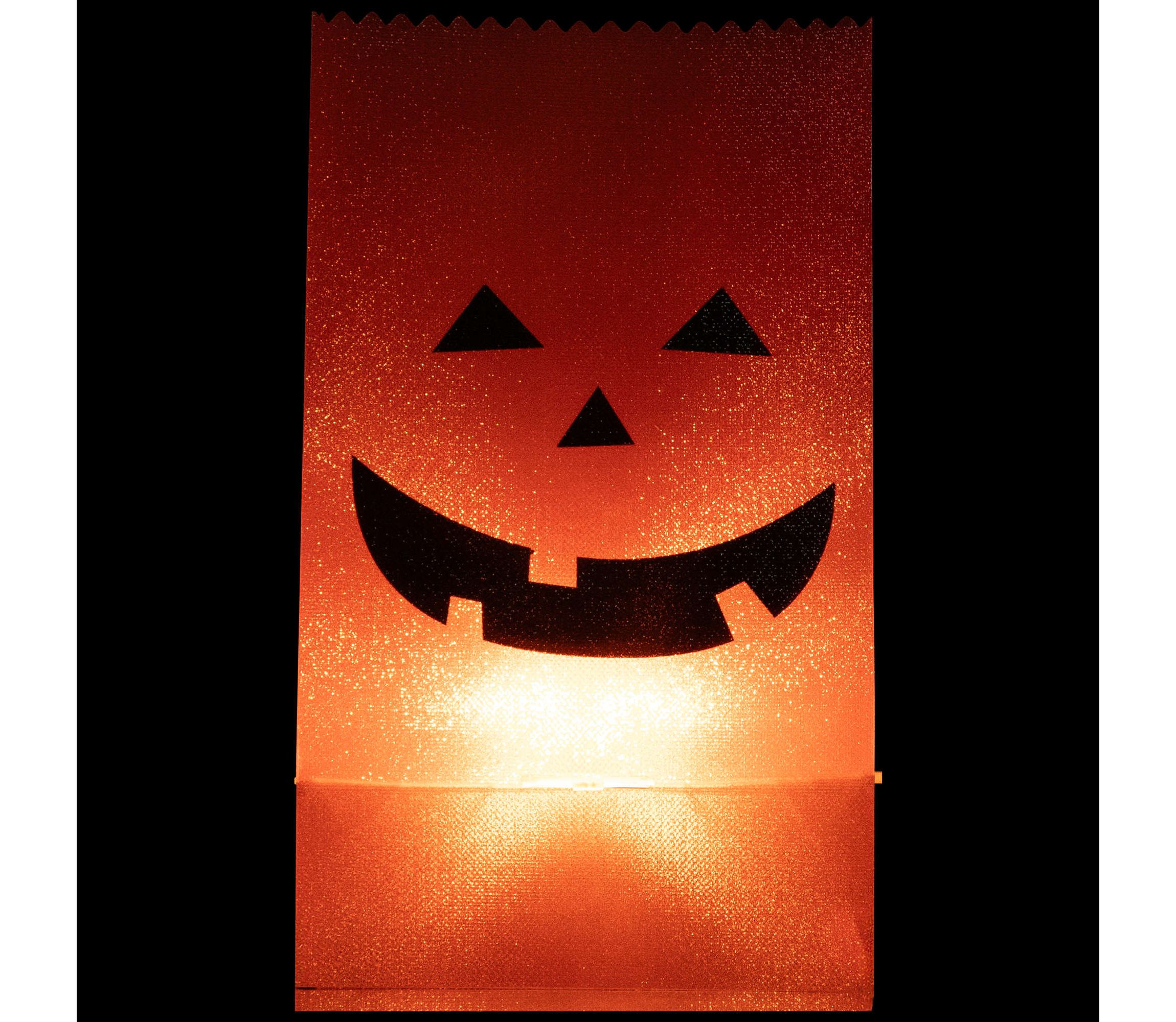 Set of 3 Jack-O-Lantern Halloween Luminary Pathway Markers - 5ft Black Wire