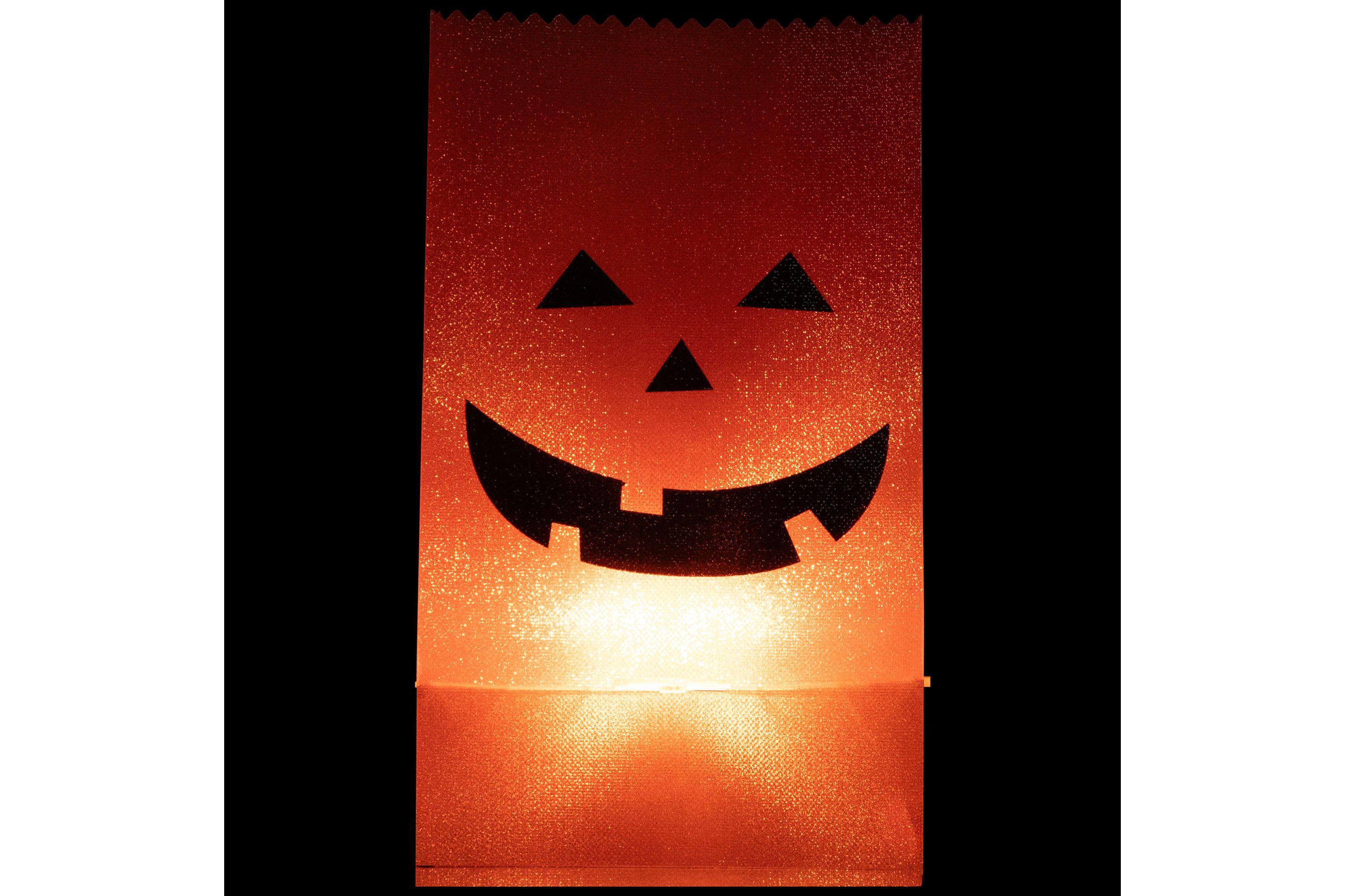 Set of 3 Jack-O-Lantern Halloween Luminary Pathway Markers - 5ft Black Wire