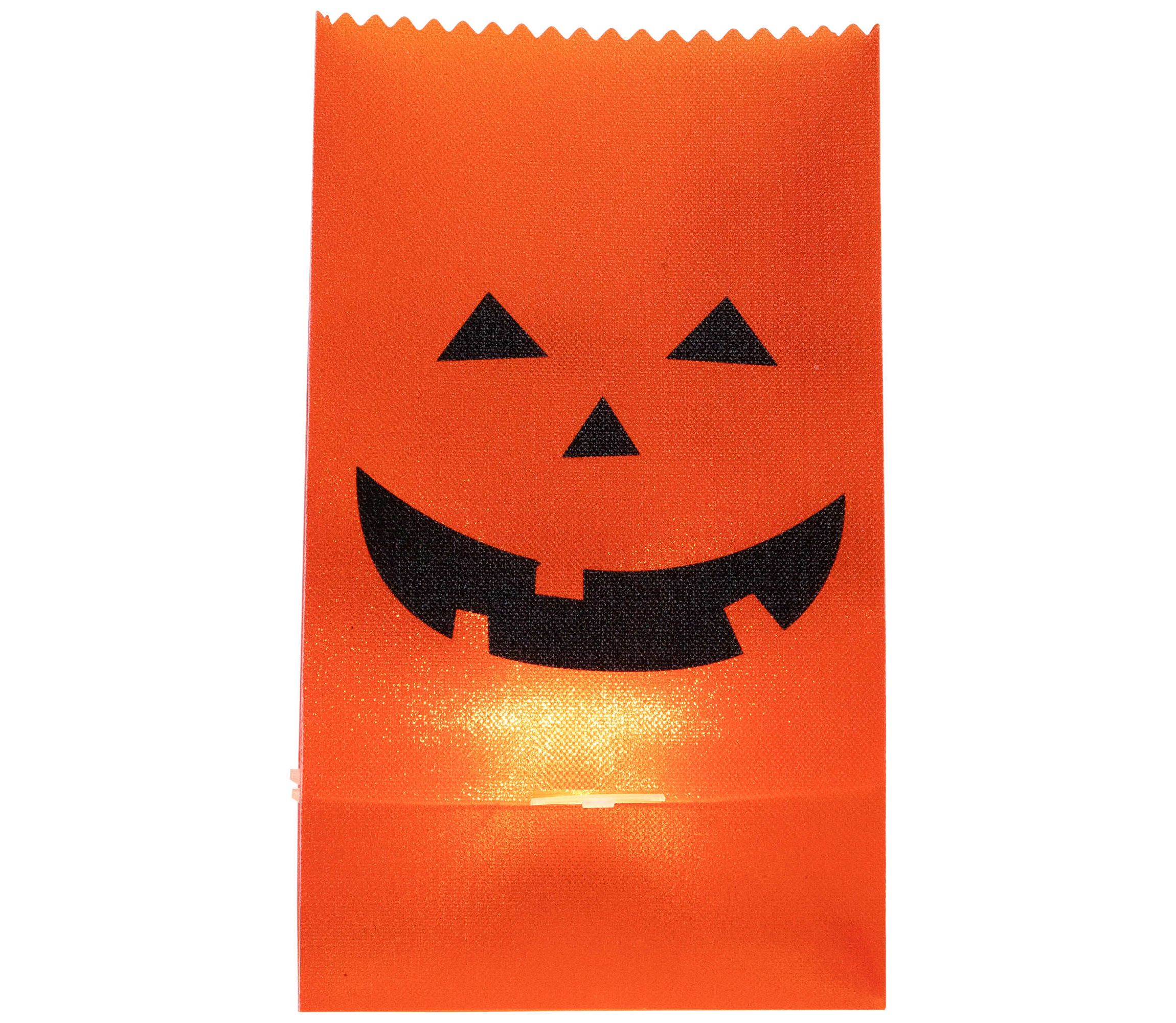 Set of 3 Jack-O-Lantern Halloween Luminary Pathway Markers - 5ft Black Wire