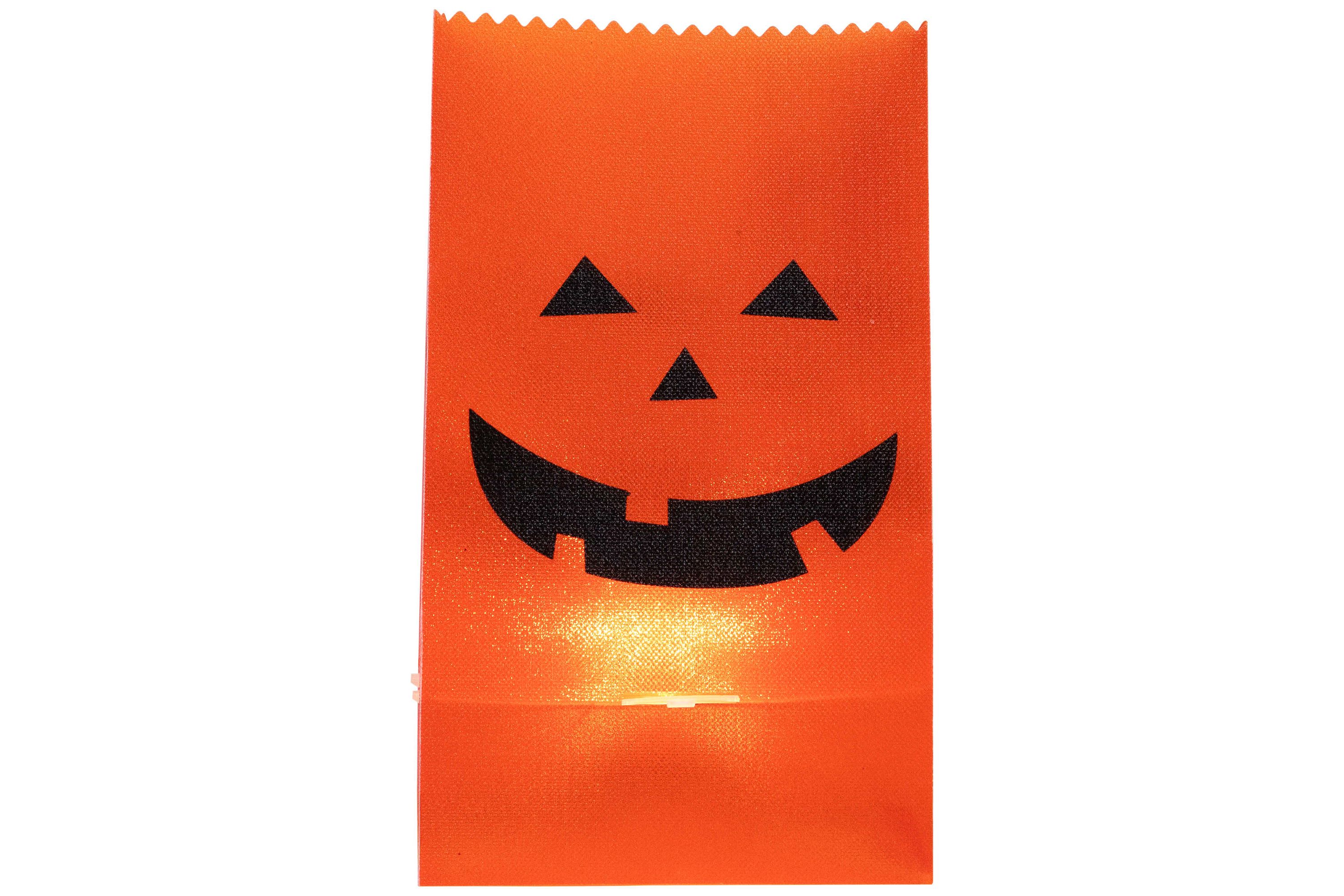 Set of 3 Jack-O-Lantern Halloween Luminary Pathway Markers - 5ft Black Wire