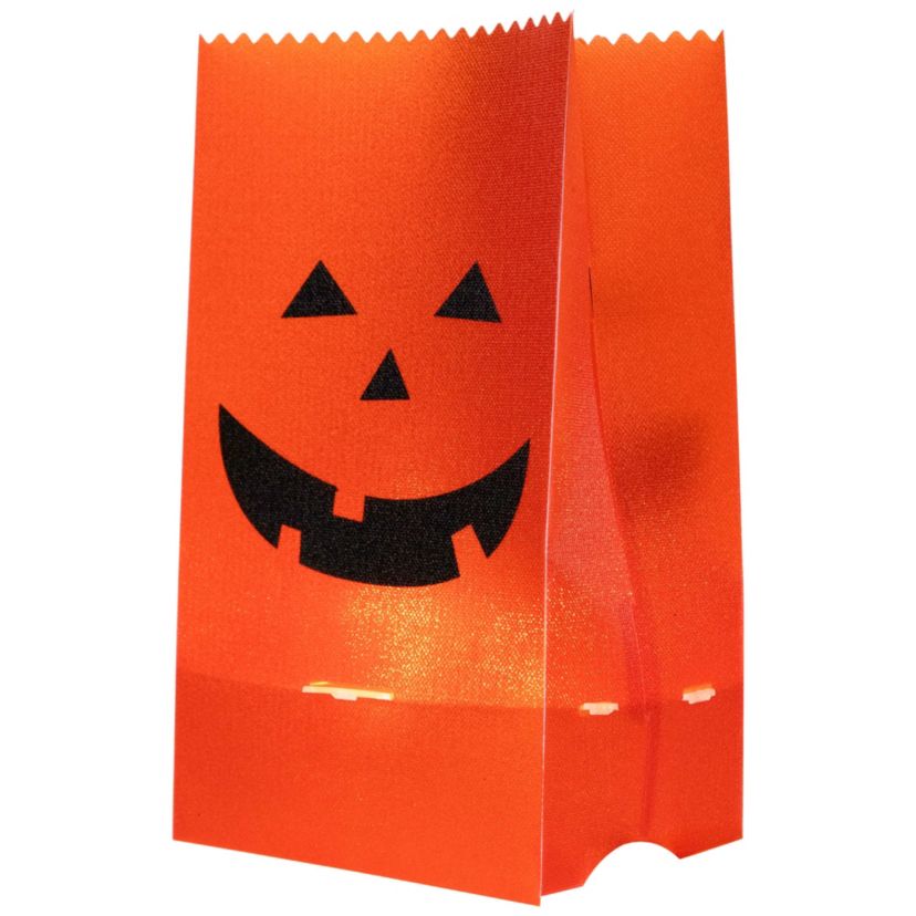 Set of 3 Jack-O-Lantern Halloween Luminary Pathway Markers - 5ft Black Wire