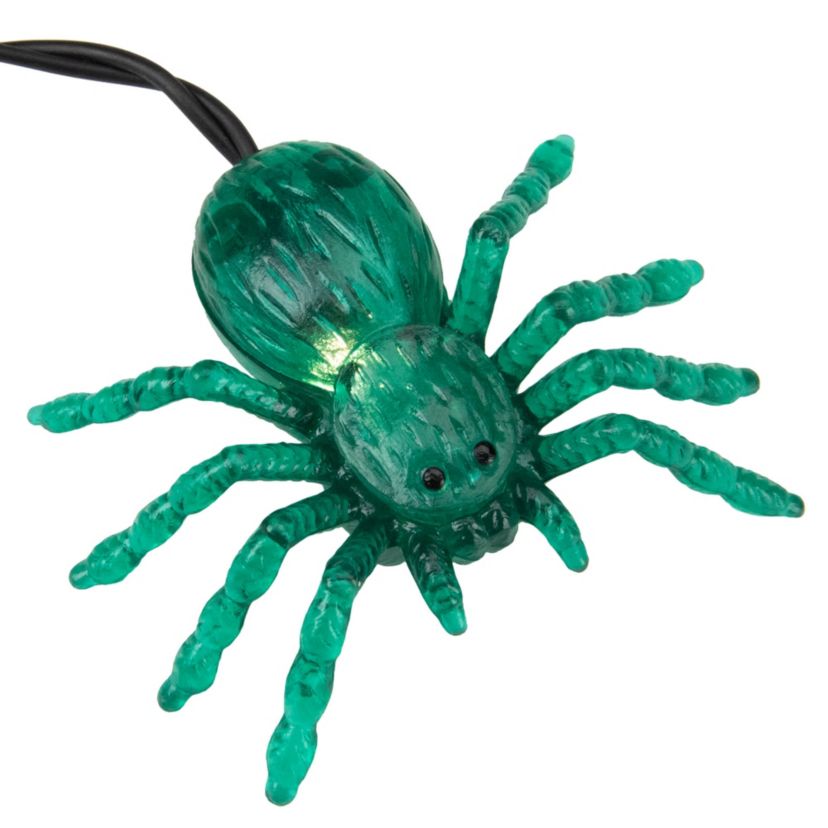 35ct Green Spider Halloween Icicle Lights- 3ft Black Wire