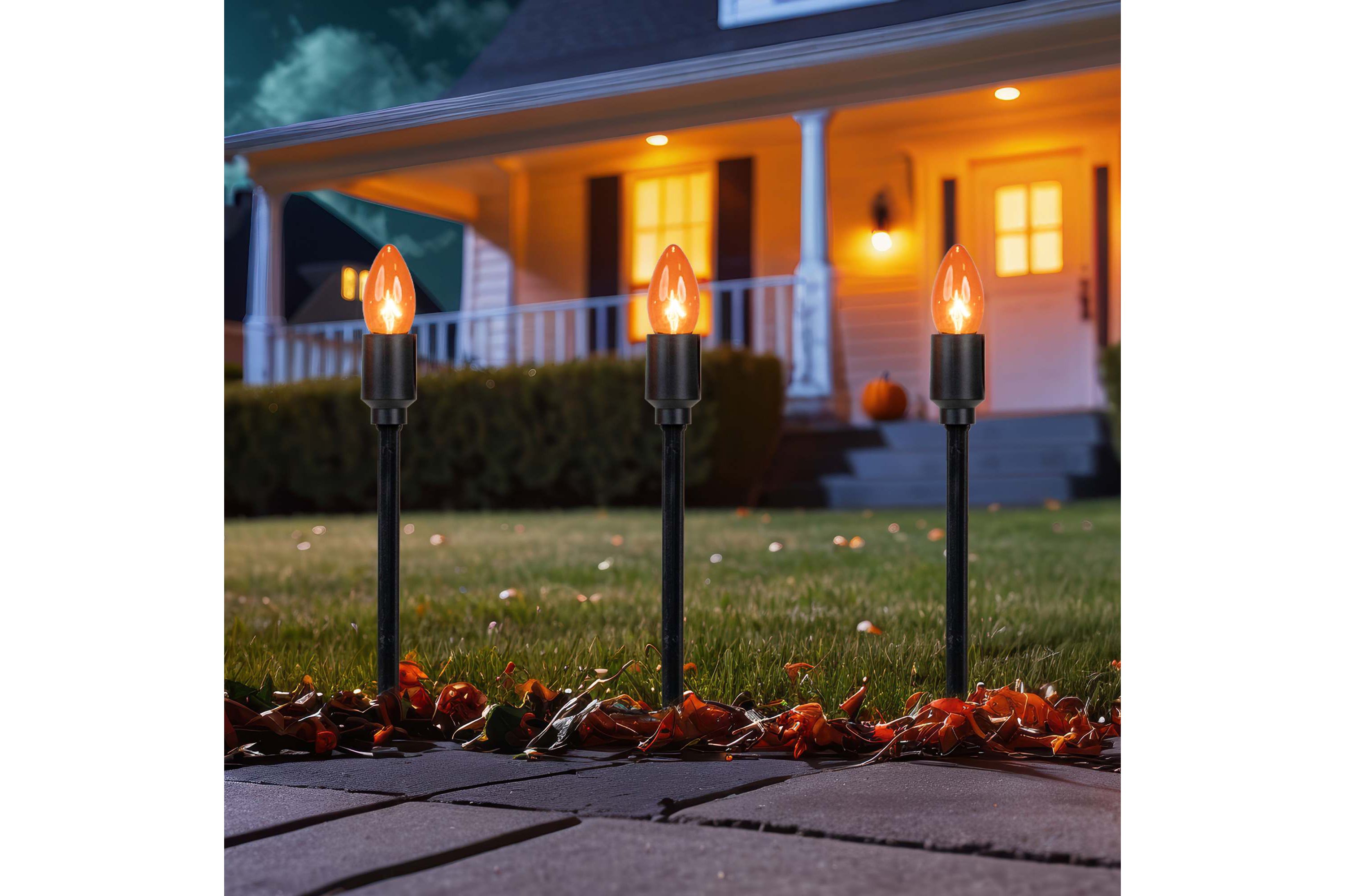 C9 Halloween Pathway Markers - Orange - 8.75 Black Wire - Set of 10
