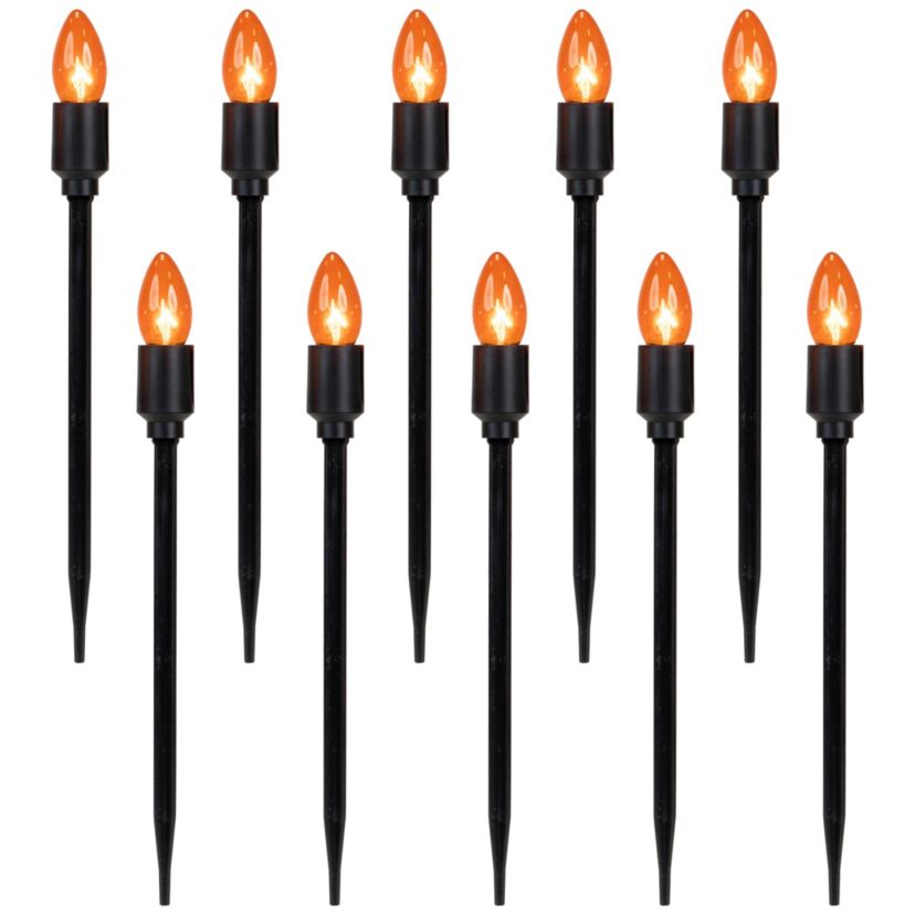 C9 Halloween Pathway Markers - Orange - 8.75 Black Wire - Set of 10