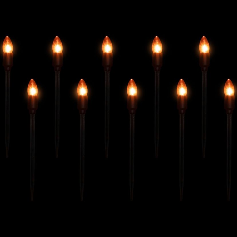 C9 Halloween Pathway Markers - Orange - 8.75 Black Wire - Set of 10