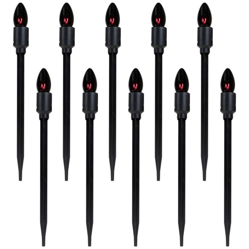 C9 Bulb Halloween Pathway Markers - Purple - 8.75 Black Wire - Set of 10