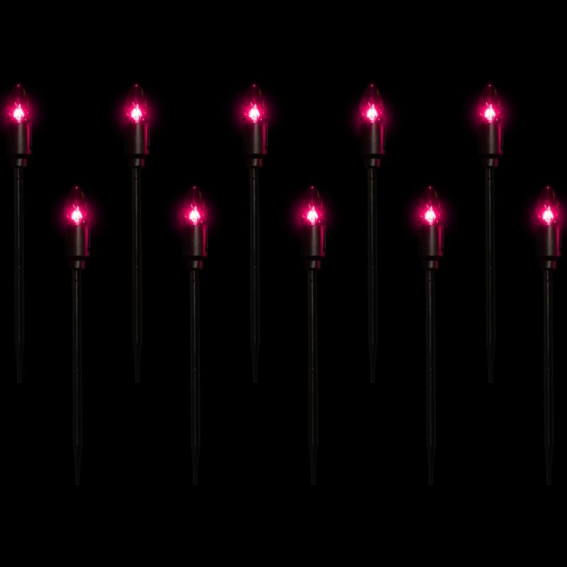 C9 Bulb Halloween Pathway Markers - Purple - 8.75 Black Wire - Set of 10