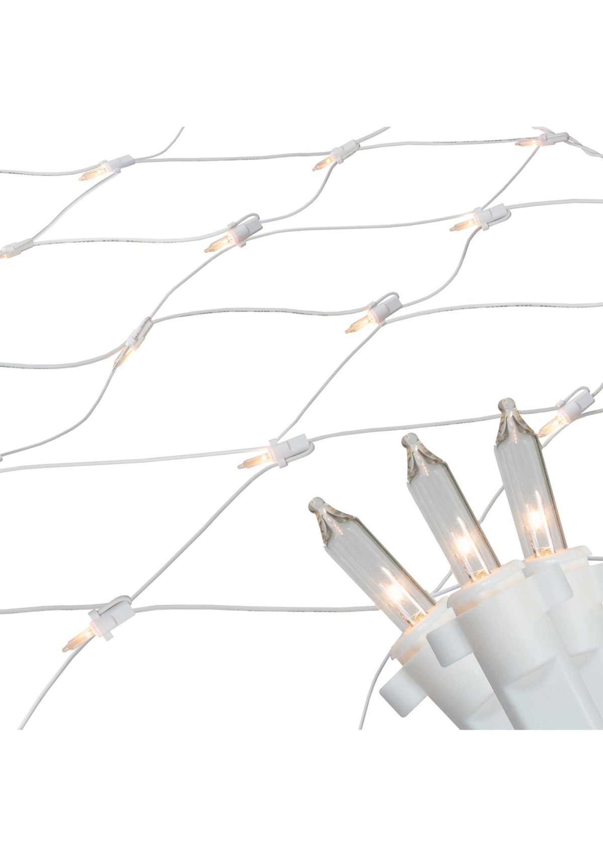 4 x 6 Clear Mini Net Style Christmas Lights  White Wire