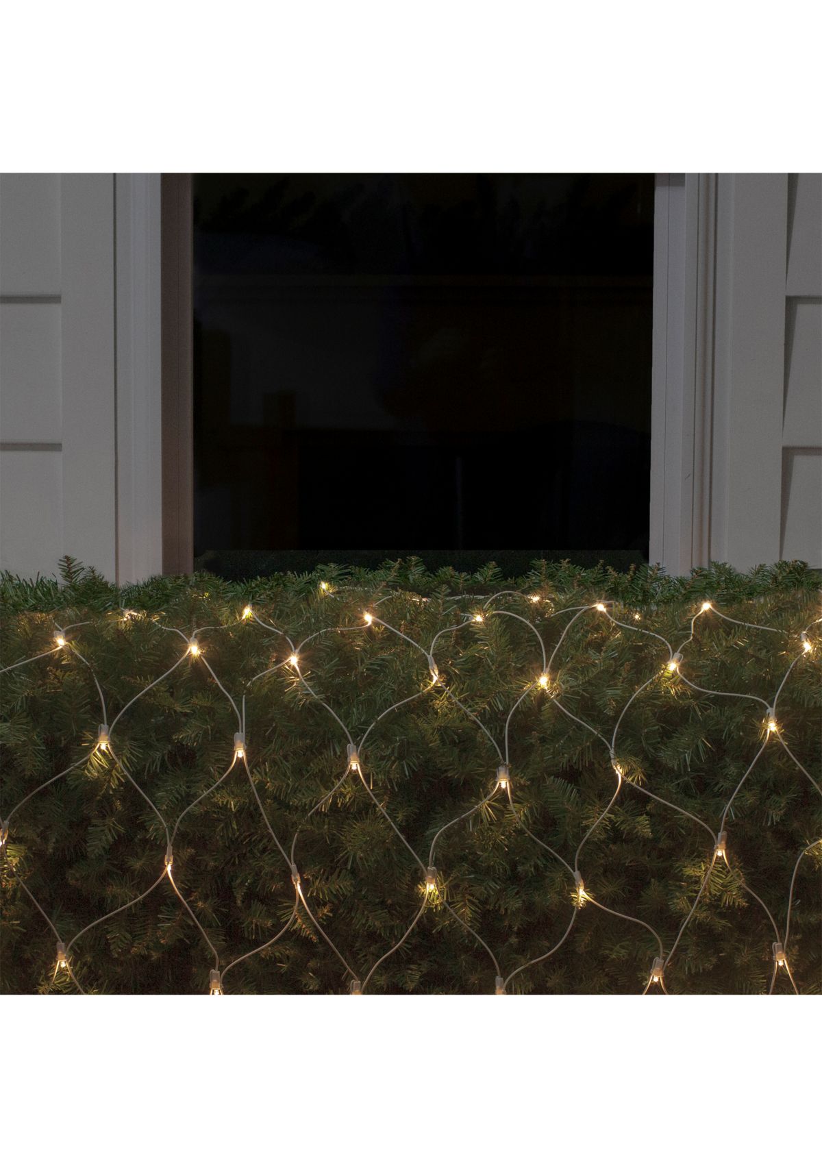 2 x 8 Warm White LED Wide Angle Net Style Column Wrap Christmas Lights  White Wire