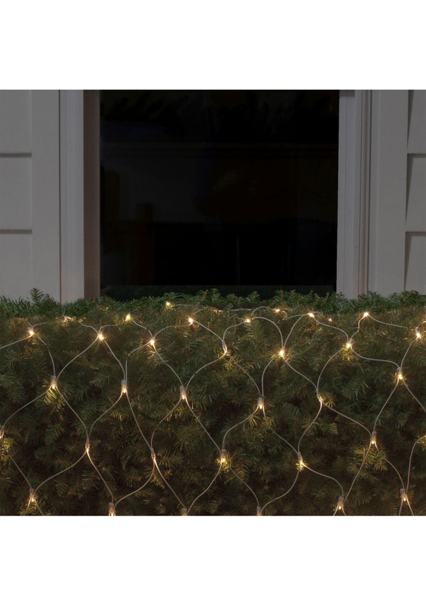 2 x 8 Warm White LED Wide Angle Net Style Column Wrap Christmas Lights  White Wire