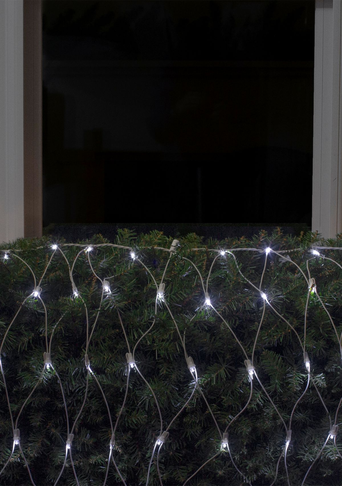 2 x 8 Pure White LED Wide Angle Net Style Column Wrap Christmas Lights  White Wire