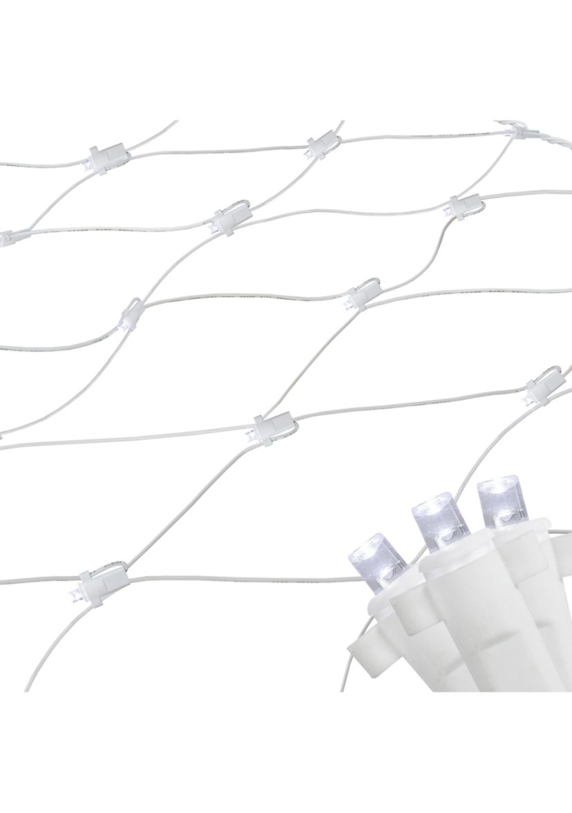 4 x 6 Pure White LED Wide Angle Net Style Christmas Lights  White Wire