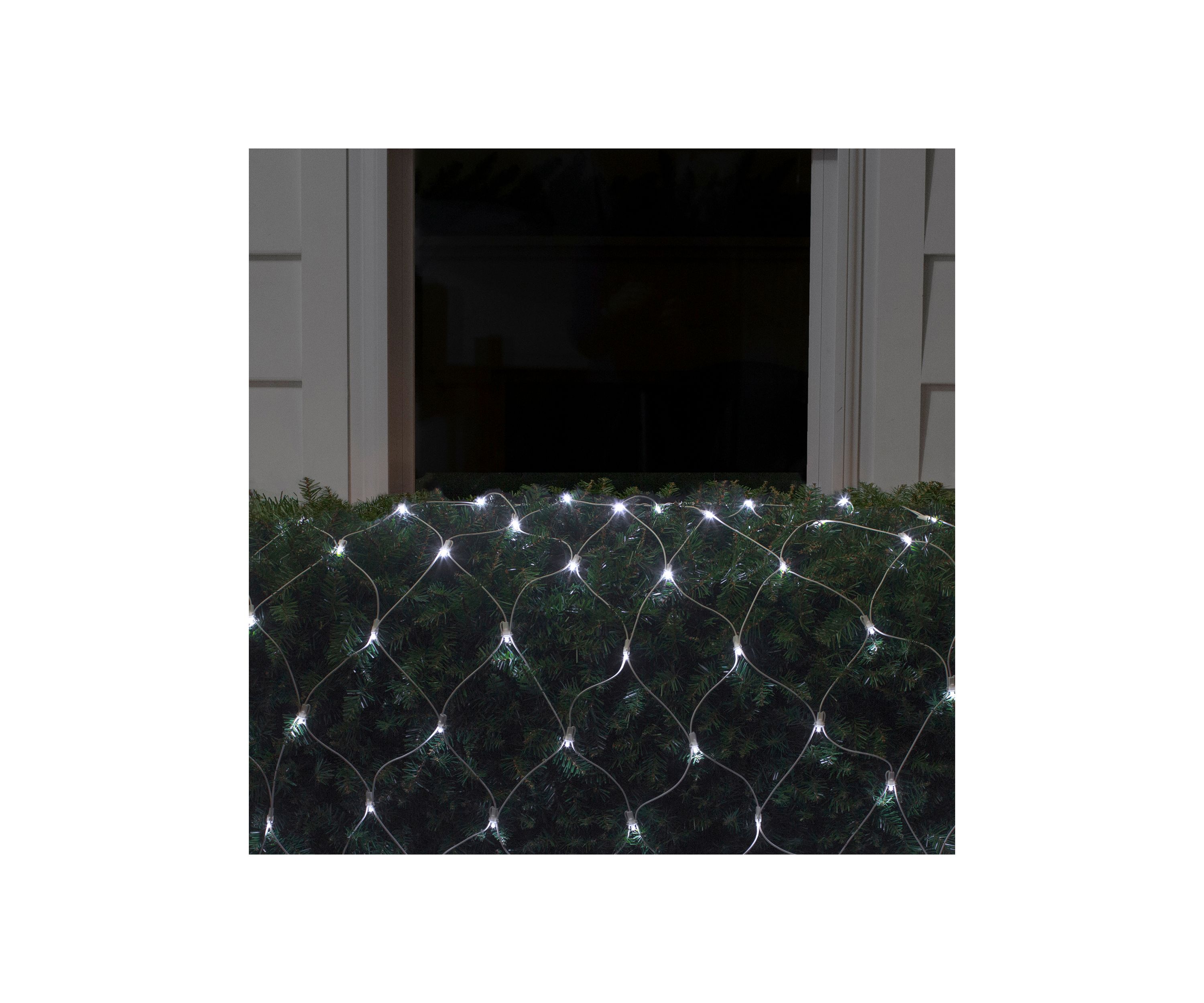 4 x 6 Pure White LED Wide Angle Net Style Christmas Lights  White Wire