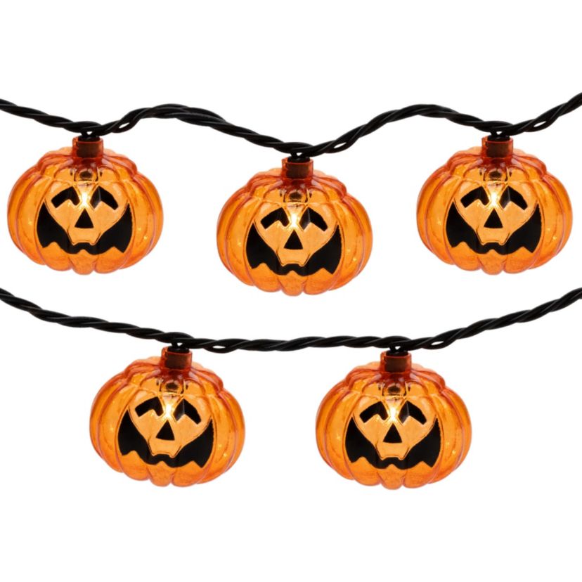 Jack O Lantern Halloween Lights - 7.5 Black Wire - 10ct