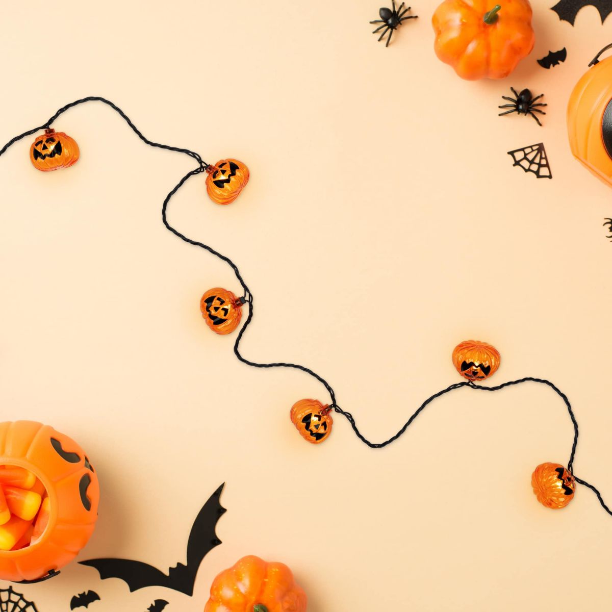 Jack O Lantern Halloween Lights - 7.5 Black Wire - 10ct