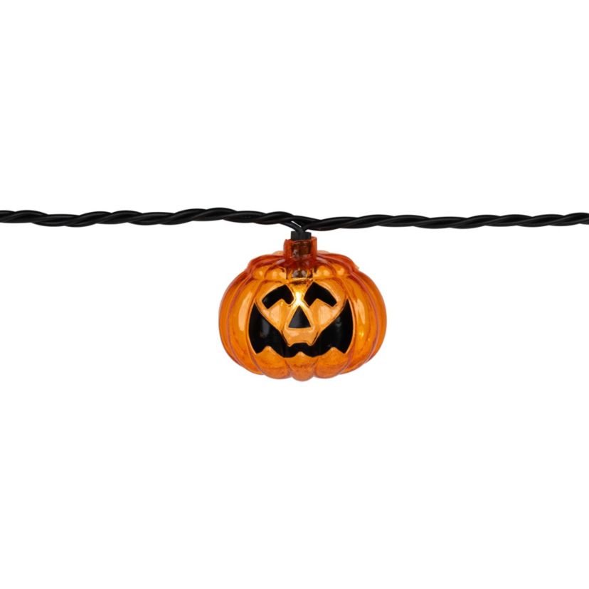 Jack O Lantern Halloween Lights - 7.5 Black Wire - 10ct
