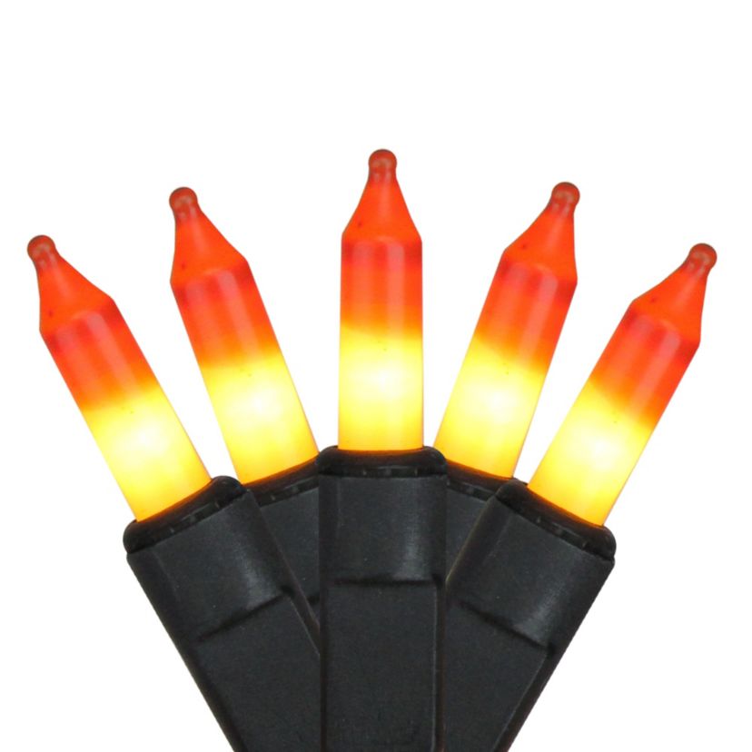 50-Count Yellow and Orange Candy Corn Mini Halloween Light Set  Black Wire