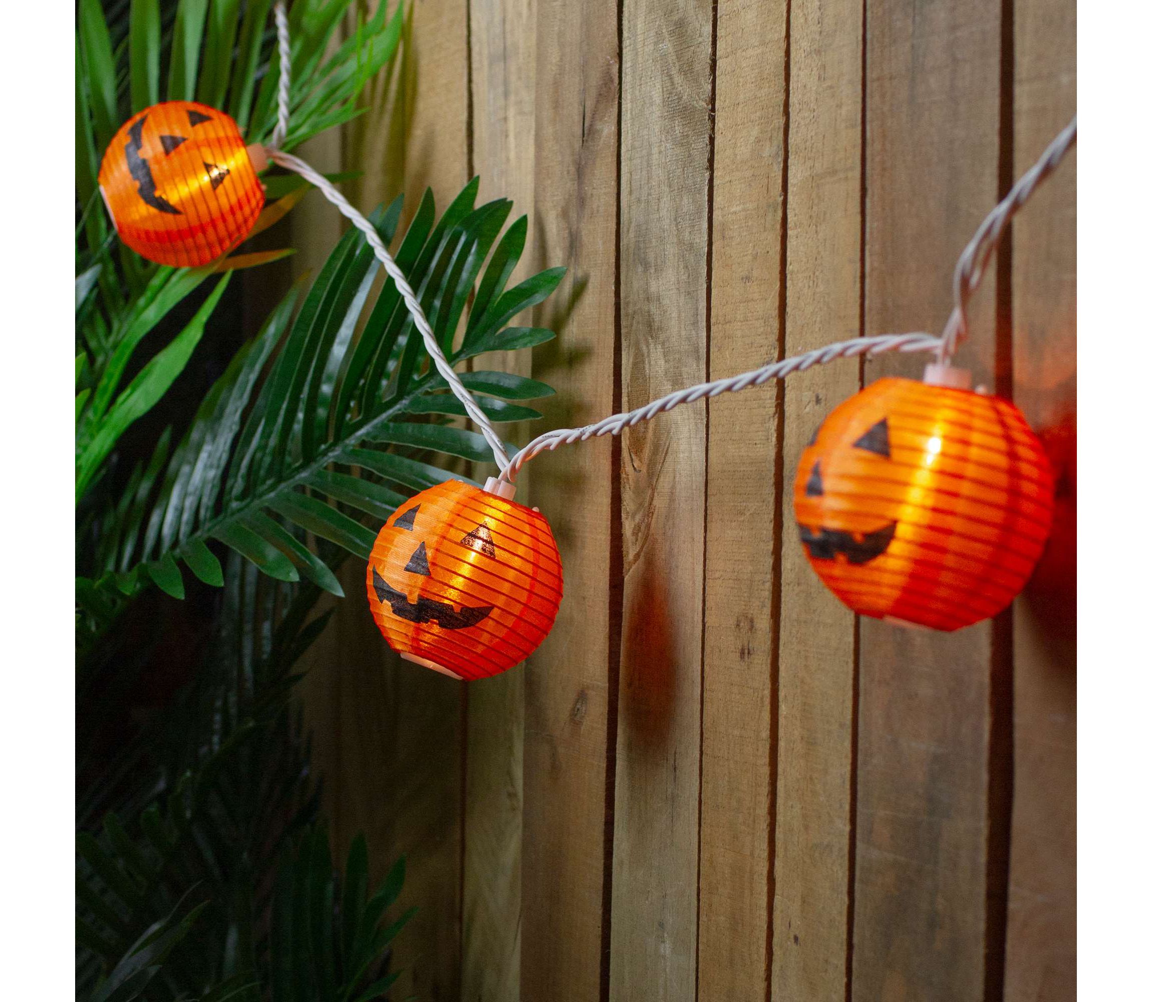 10-Count Orange Jack-O-Lantern Paper Lantern Halloween Lights  8.5ft White Wire