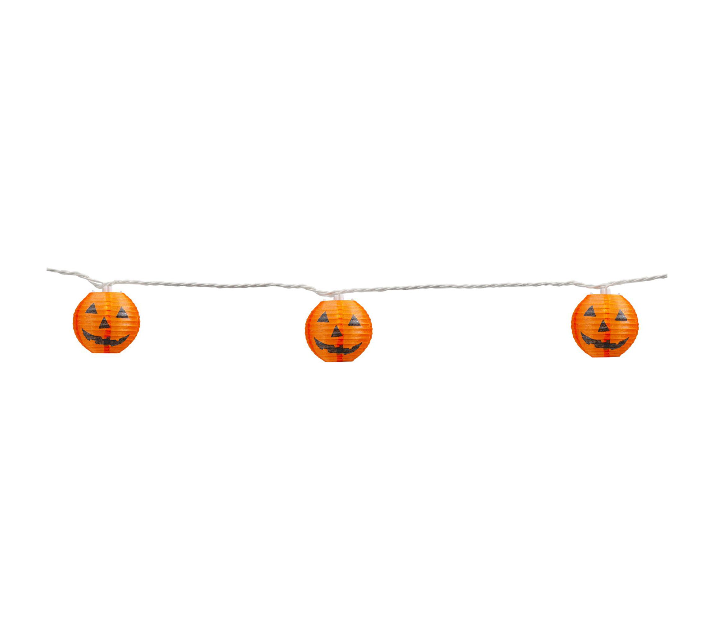 10-Count Orange Jack-O-Lantern Paper Lantern Halloween Lights  8.5ft White Wire