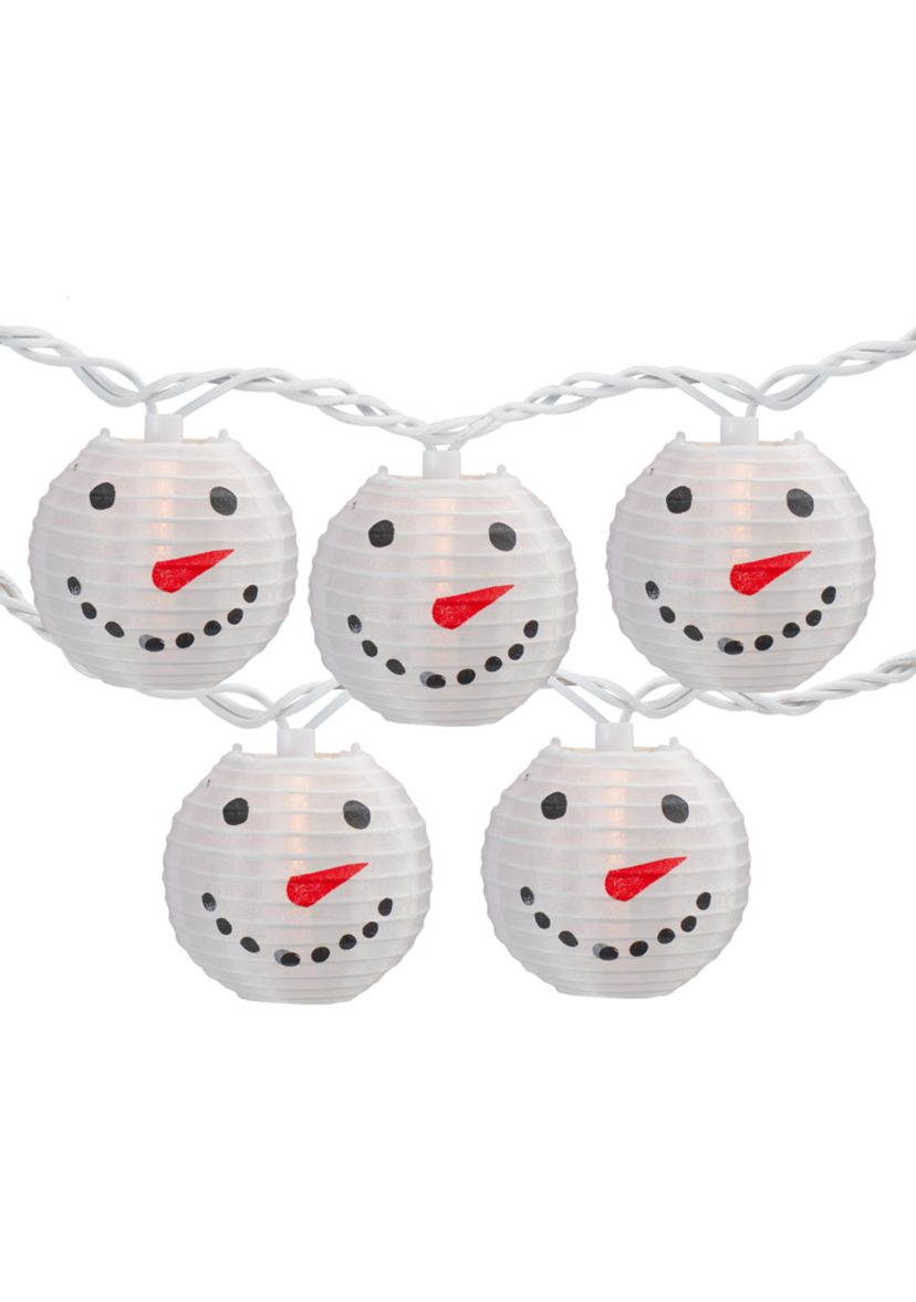 10-Count White Snowman Paper Lantern Christmas Lights  8.5ft White Wire