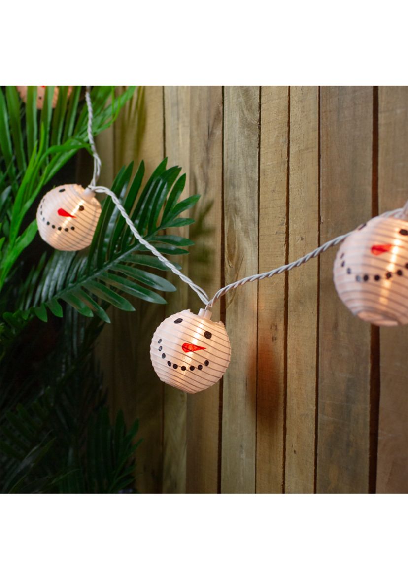 10-Count White Snowman Paper Lantern Christmas Lights  8.5ft White Wire