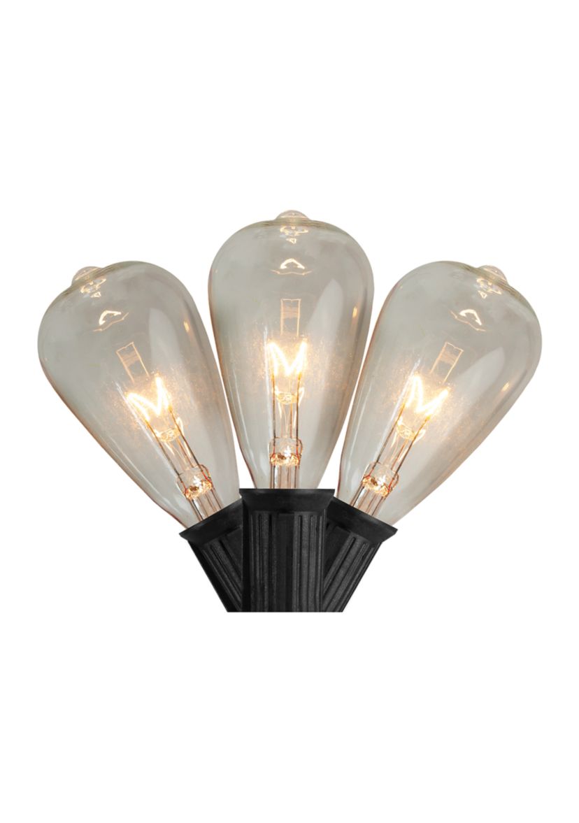 10 Count Clear Edison Glass Christmas Light Set  9ft Black Wire