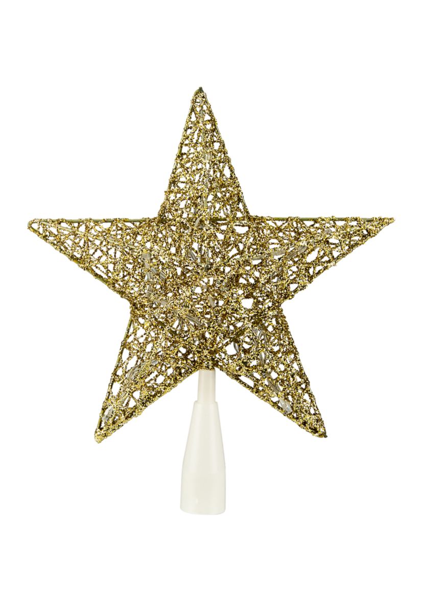 10Inch LED Lighted Gold Glittered Star Christmas Tree Topper  Warm White Lights