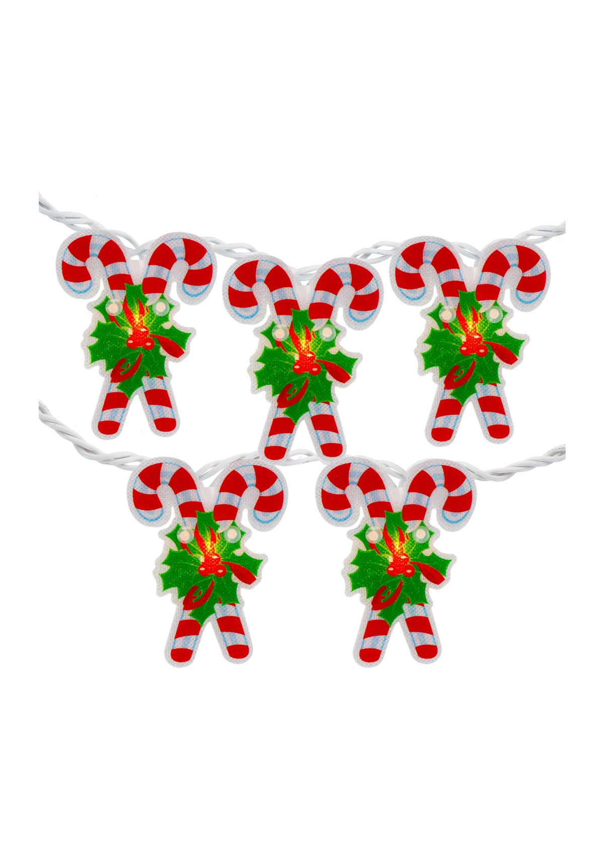 10-Count Candy Cane Christmas Light Set - 6ft White Wire