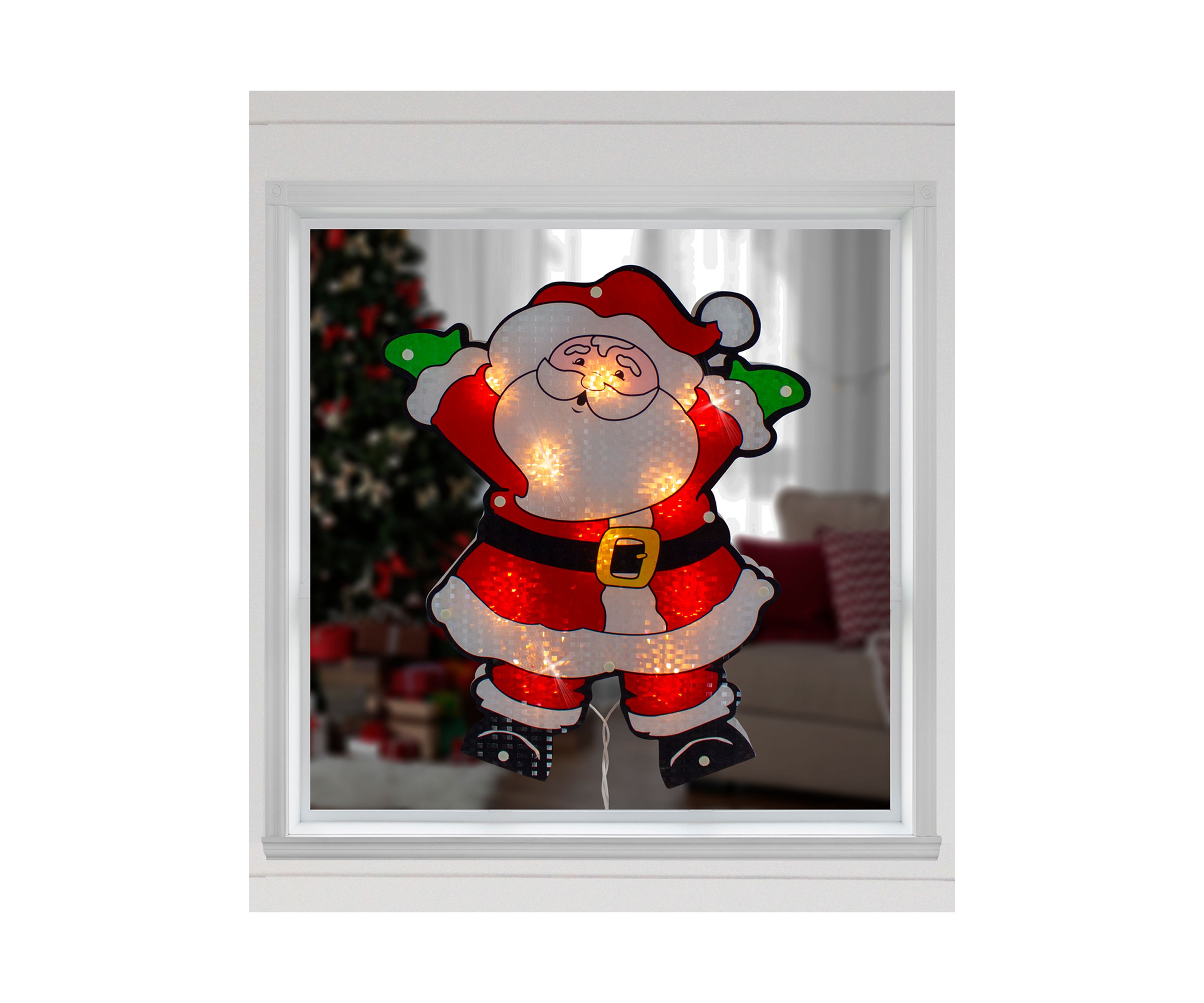 Northlight 16.25Inch Lighted Holographic Santa Claus Christmas Window ...