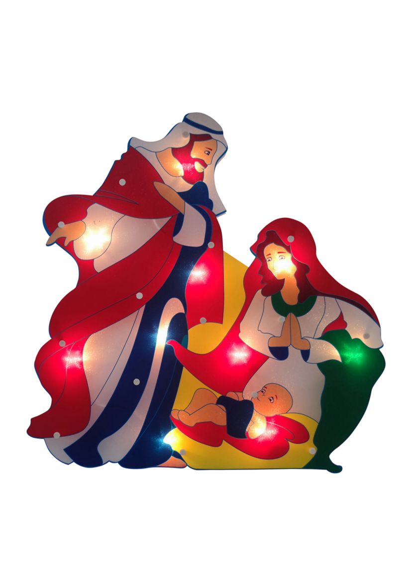 17.75Inch Lighted Holy Family Nativity Scene Christmas Window Silhouette