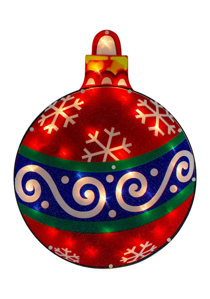 19.5Inch Lighted Red Christmas Ornament Window Silhouette