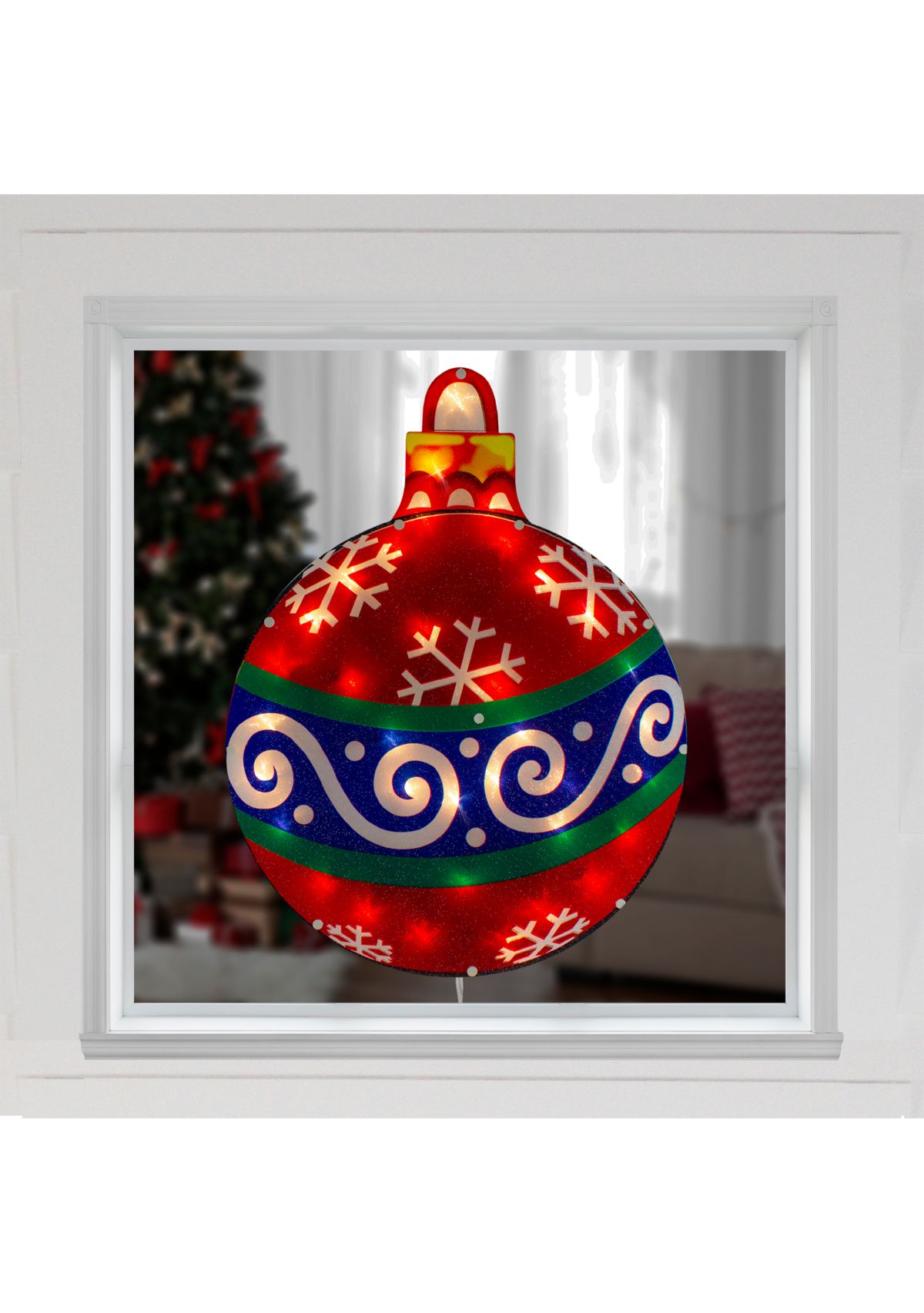 19.5Inch Lighted Red Christmas Ornament Window Silhouette