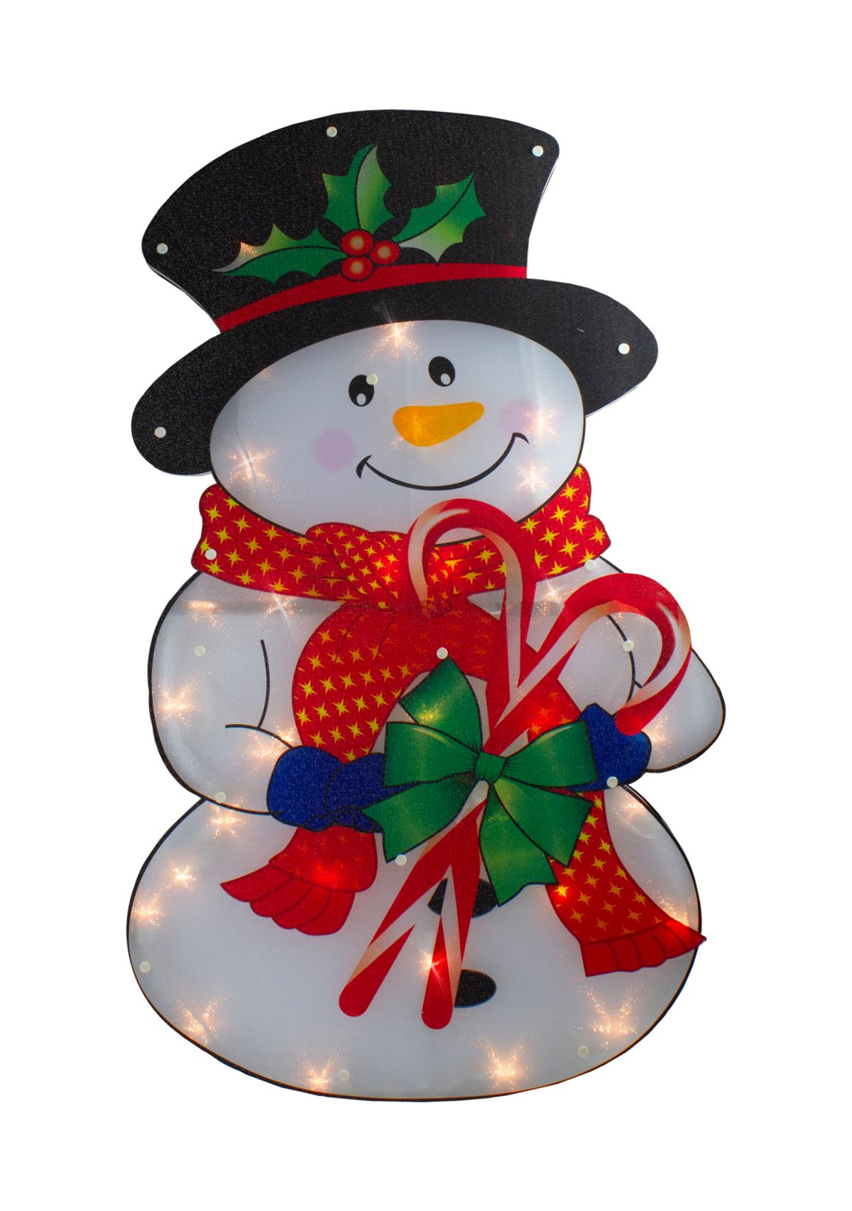 30.5Inch Lighted Snowman with Candy Canes Christmas Outdoor Decoration