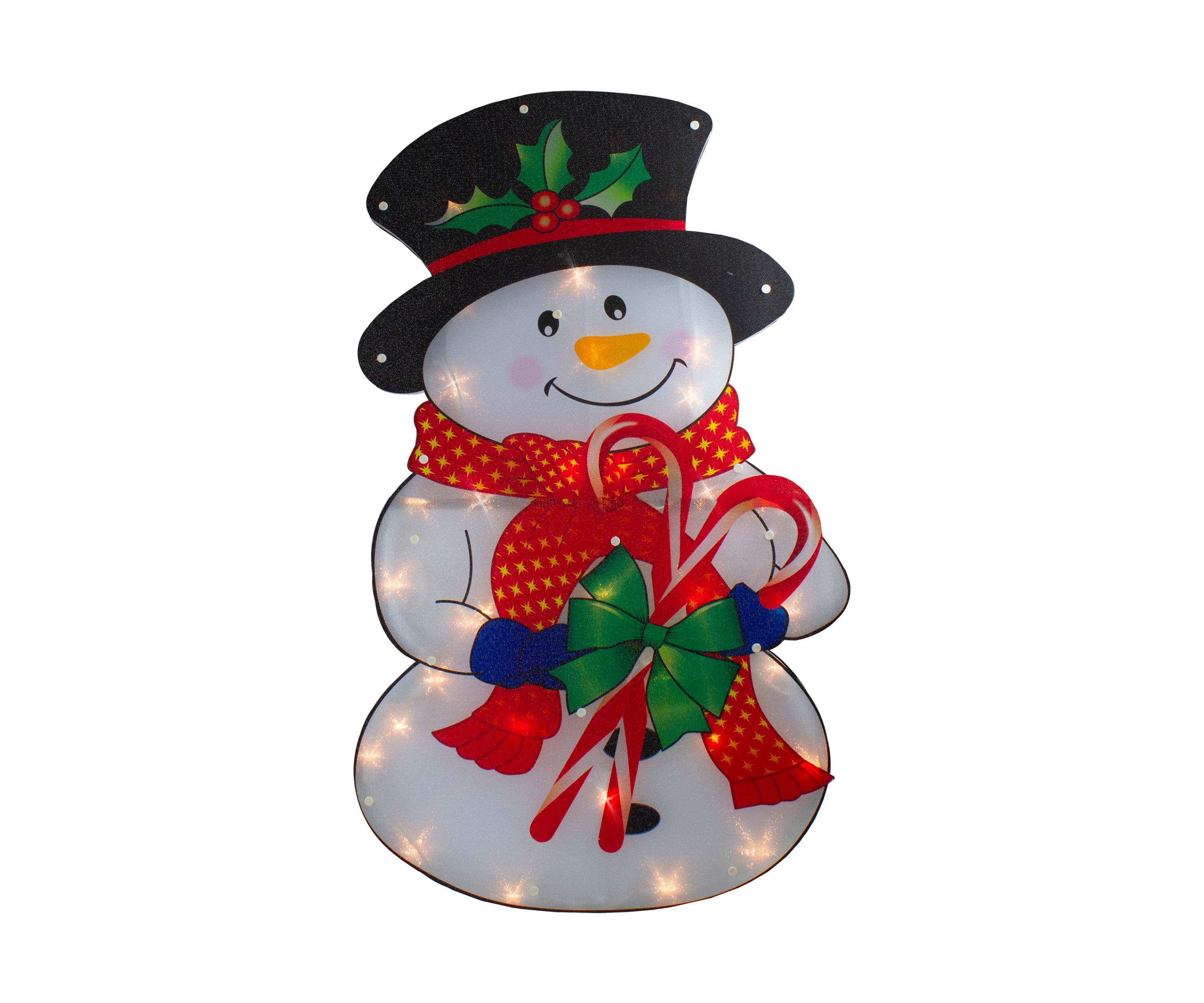 30.5Inch Lighted Snowman with Candy Canes Christmas Outdoor Decoration