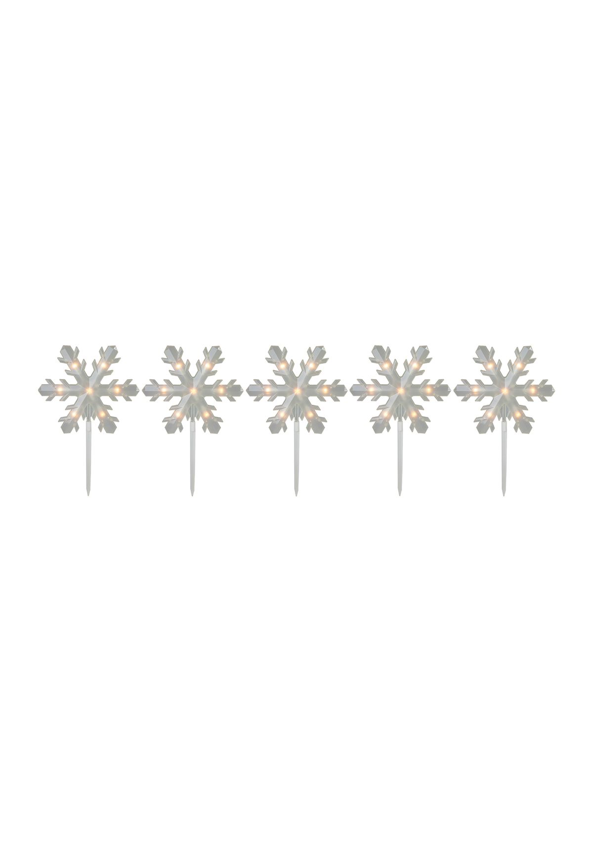 5ct Snowflake Christmas Pathway Marker Lawn Stakes - Clear Lights