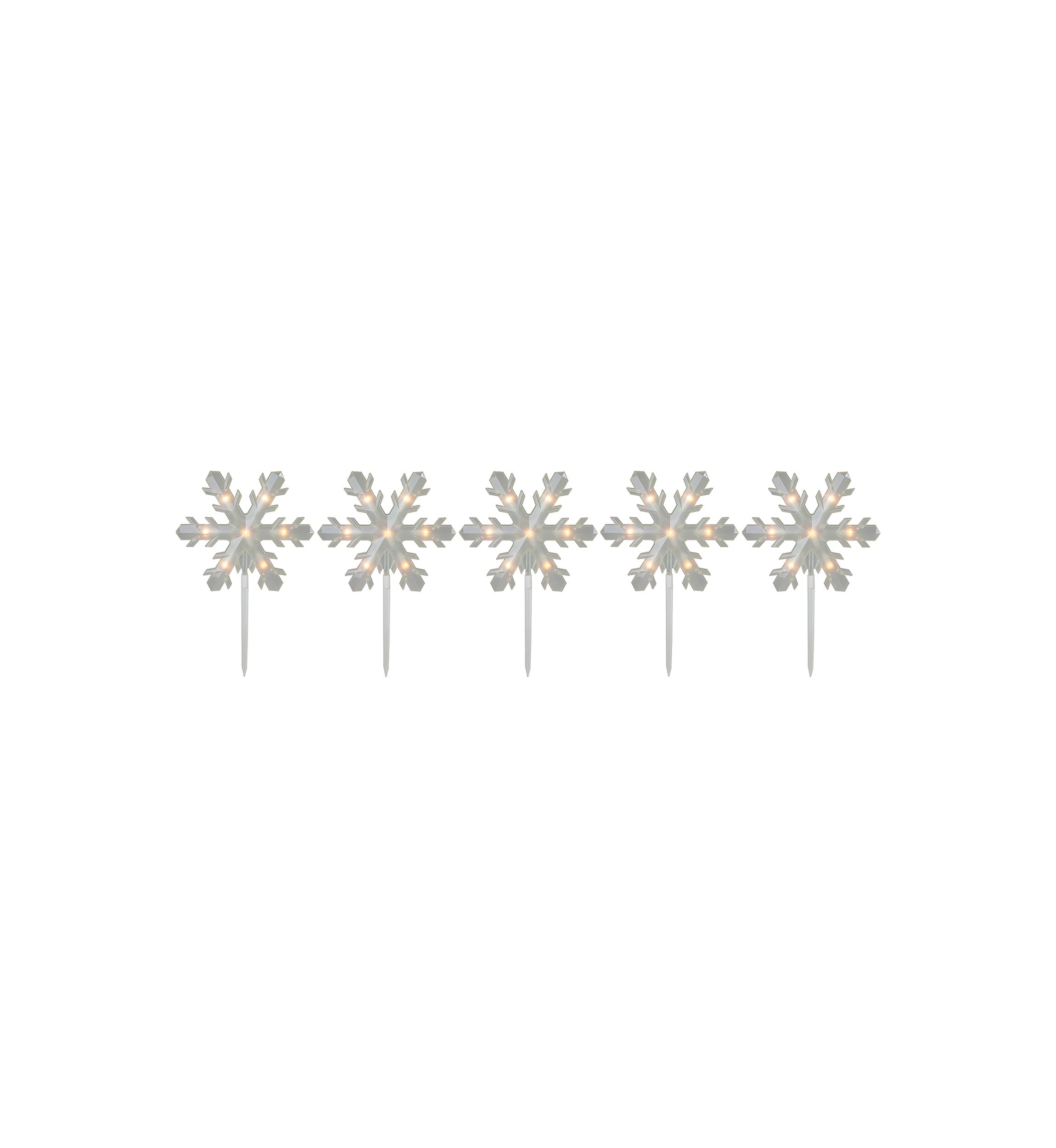 5ct Snowflake Christmas Pathway Marker Lawn Stakes - Clear Lights