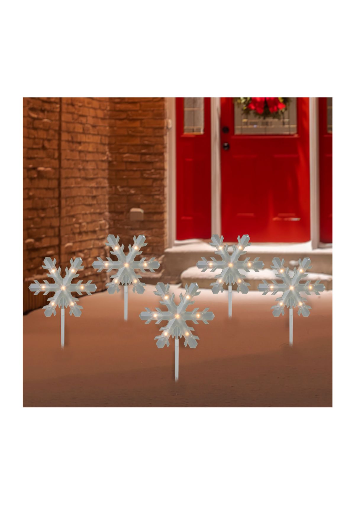 5ct Snowflake Christmas Pathway Marker Lawn Stakes - Clear Lights