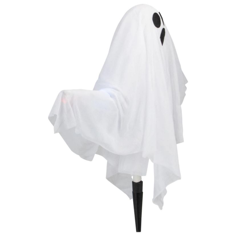 Set of 3 Lighted White Ghost Halloween Lawn Stakes 20"