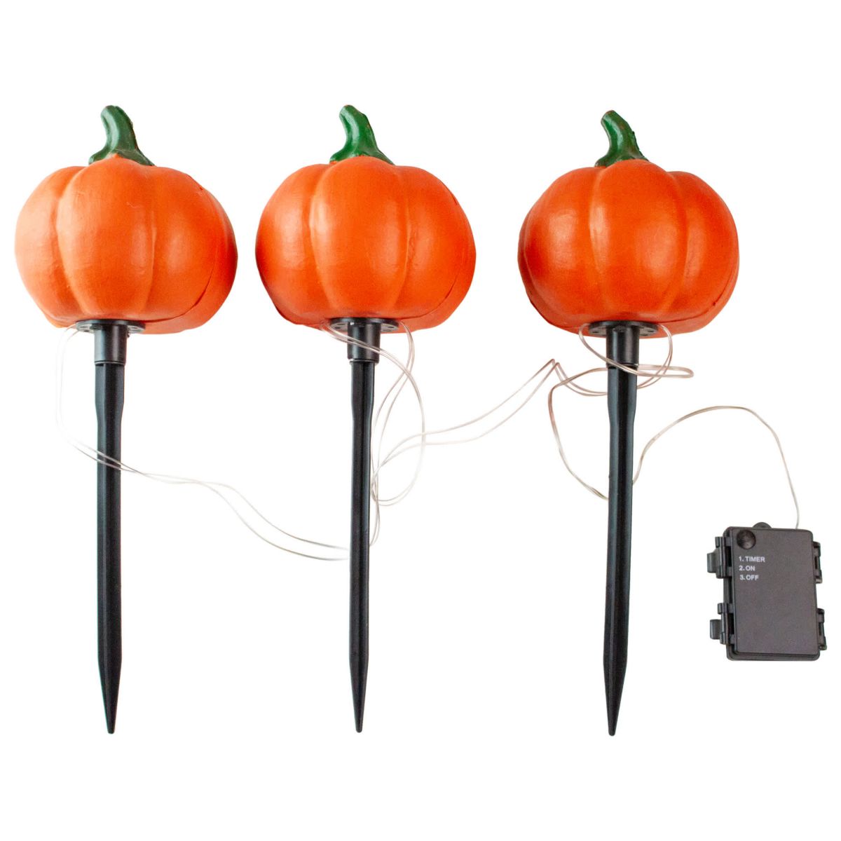 Set of 3 LED Lighted Jack-o-Lantern Halloween Pathway Markers