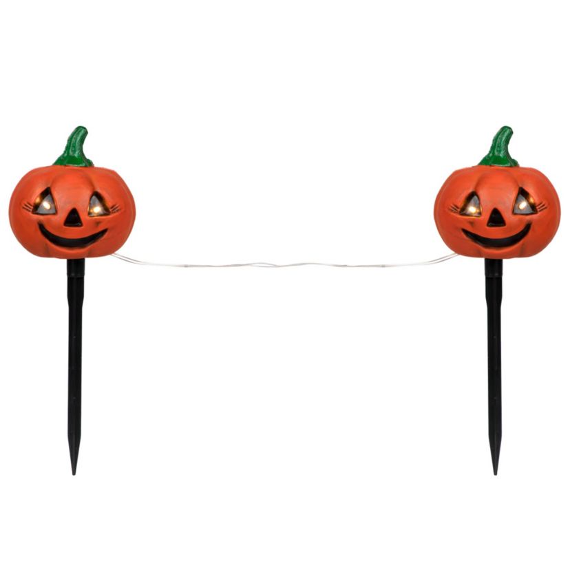 Set of 3 LED Lighted Jack-o-Lantern Halloween Pathway Markers