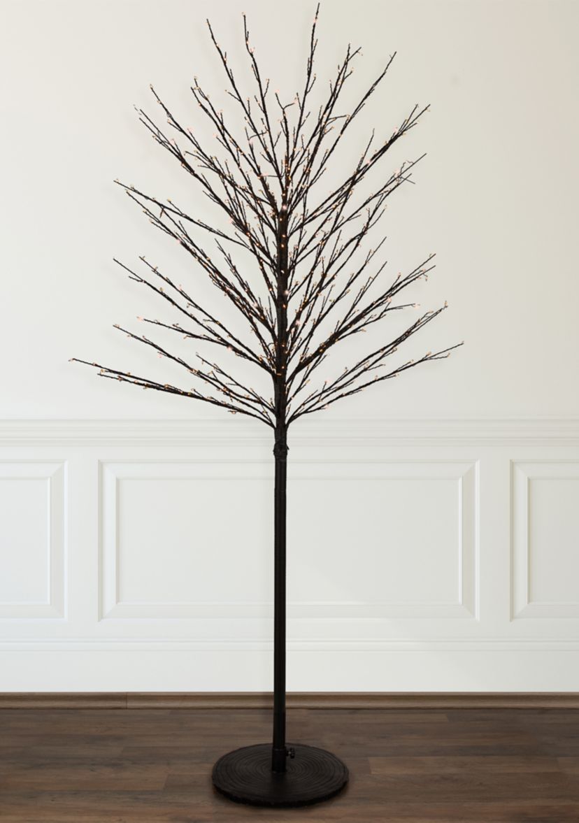 5 Black LED Lighted Christmas Twig Tree - Warm White Lights