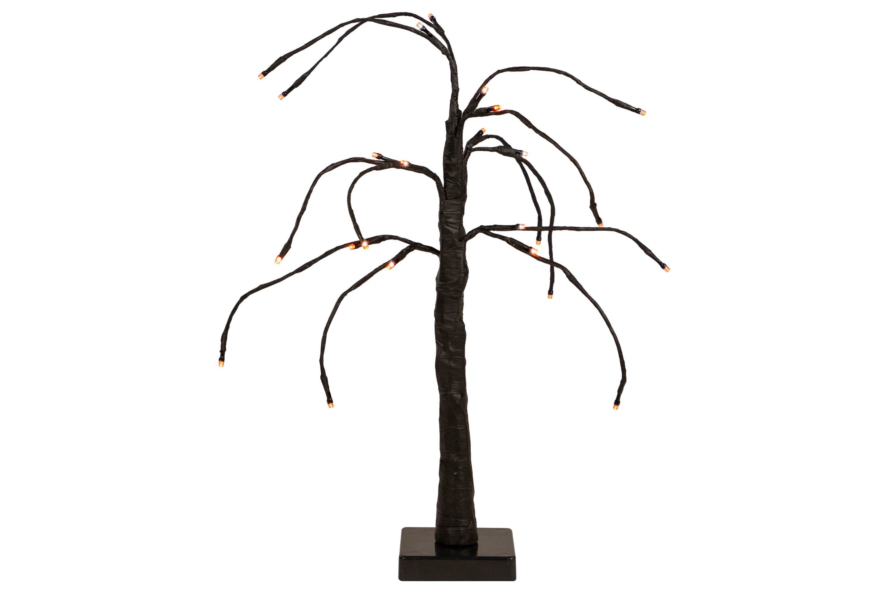 24" LED Lighted Black Weeping Halloween Twig Tree - Orange Lights