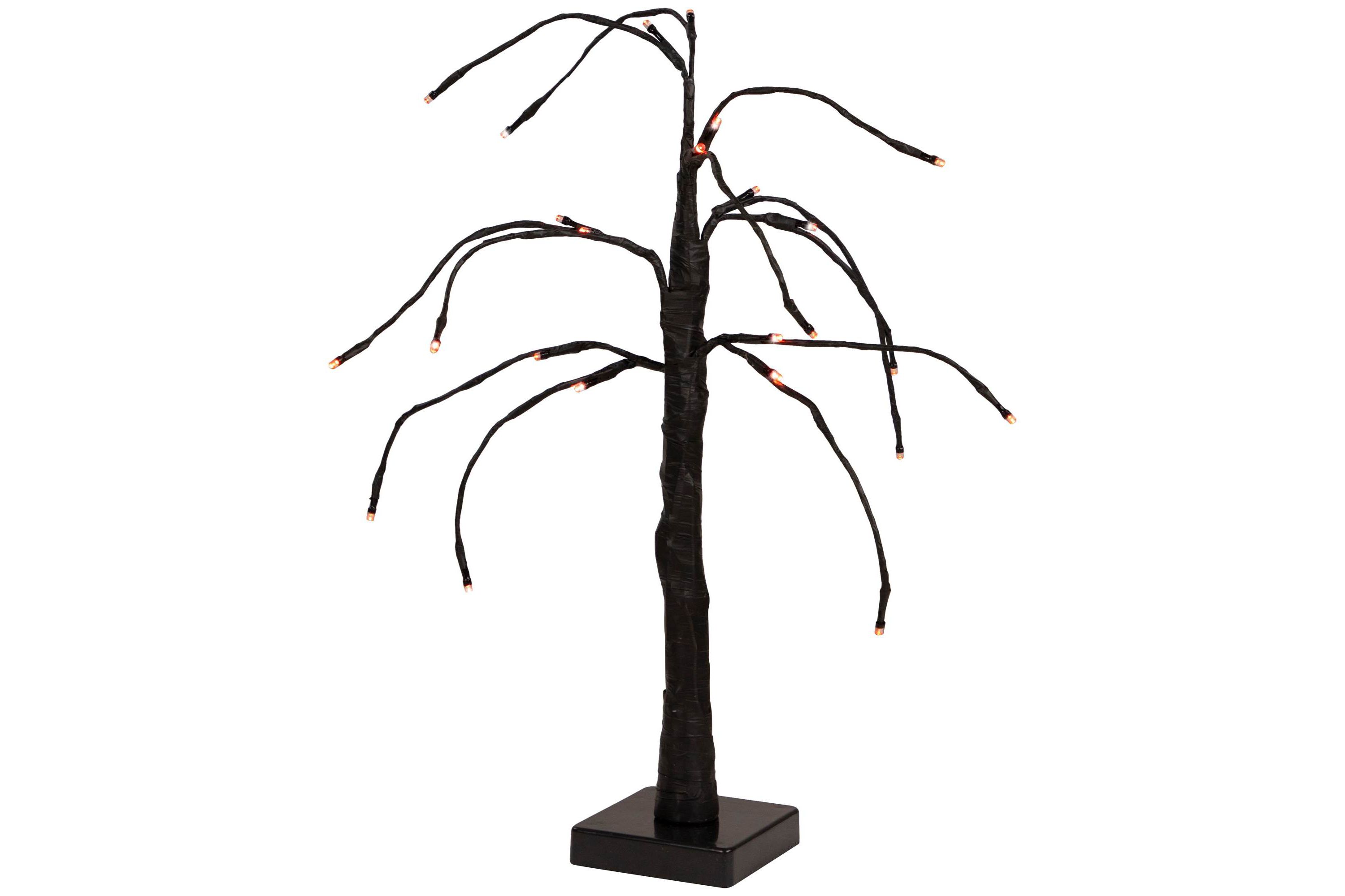 24" LED Lighted Black Weeping Halloween Twig Tree - Orange Lights